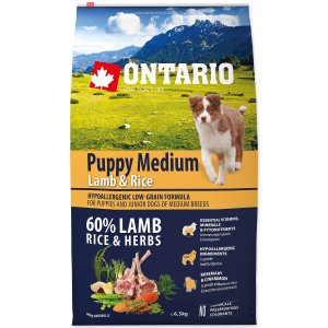 Krmivo Ontario Puppy Medium Lamb & Rice 6,5kg - VÝPRODEJ