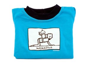 Dětské tričko Mayaka s dlouhým rukávem Horseriding - tyrkysové Vhodné pro věk 6-12 měsíců - VÝPRODEJ