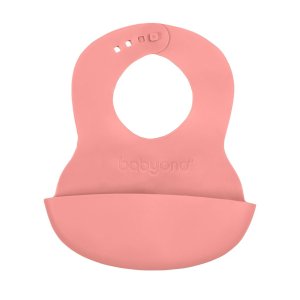 Nastavitelný plastový bryndák s kapsičkou Baby Ono růžový - VÝPRODEJ