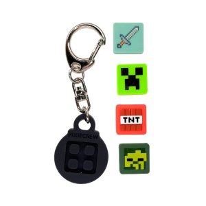 PIXIE CREW &amp; MINECRAFT Klíčenka černá 4 multipixely - VÝPRODEJ