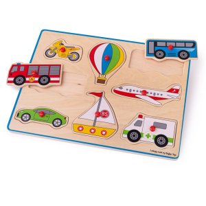 Bigjigs Toys Vkládací puzzle dopravní prostředky - VÝPRODEJ